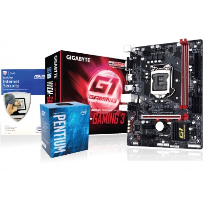 GIGABYTE H110M G1 Gaming 3 Intel H110 LGA 1151 DDR4 HDMI VGA USB3 Skylake KabyLake MicroATX Motherboard - F20 BIOS + Intel Pentium G4560 3.5 GHz Dual-Core LGA 1151 Kaby Lake Desktop Processor + FREE McAfee Internet Security GIGABYTE H110M G1 Gaming 3 Intel H110 LGA 1151 DDR4 HDMI VGA USB3 Skylake KabyLake MicroATX Motherboard - F20 BIOS + Intel Pentium G4560 3.5 GHz Dual-Core LGA 1151 Kaby Lake Desktop Processor + FREE McAfee Internet Security